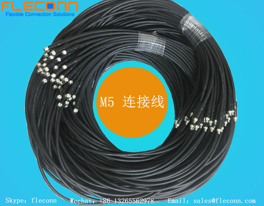 M5圆形防水连接线有3芯 4芯公母头TPU注塑成型连接线